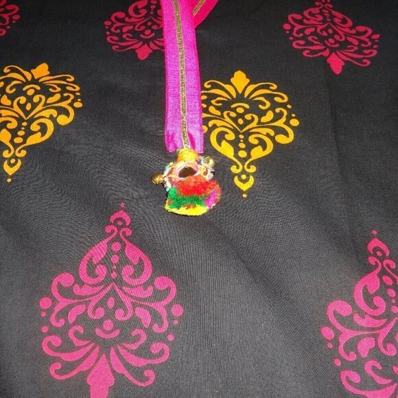 Divena size XXL Kurti cotton black with pink trim, pink, orange yellow print NWT - Picture 13 of 16